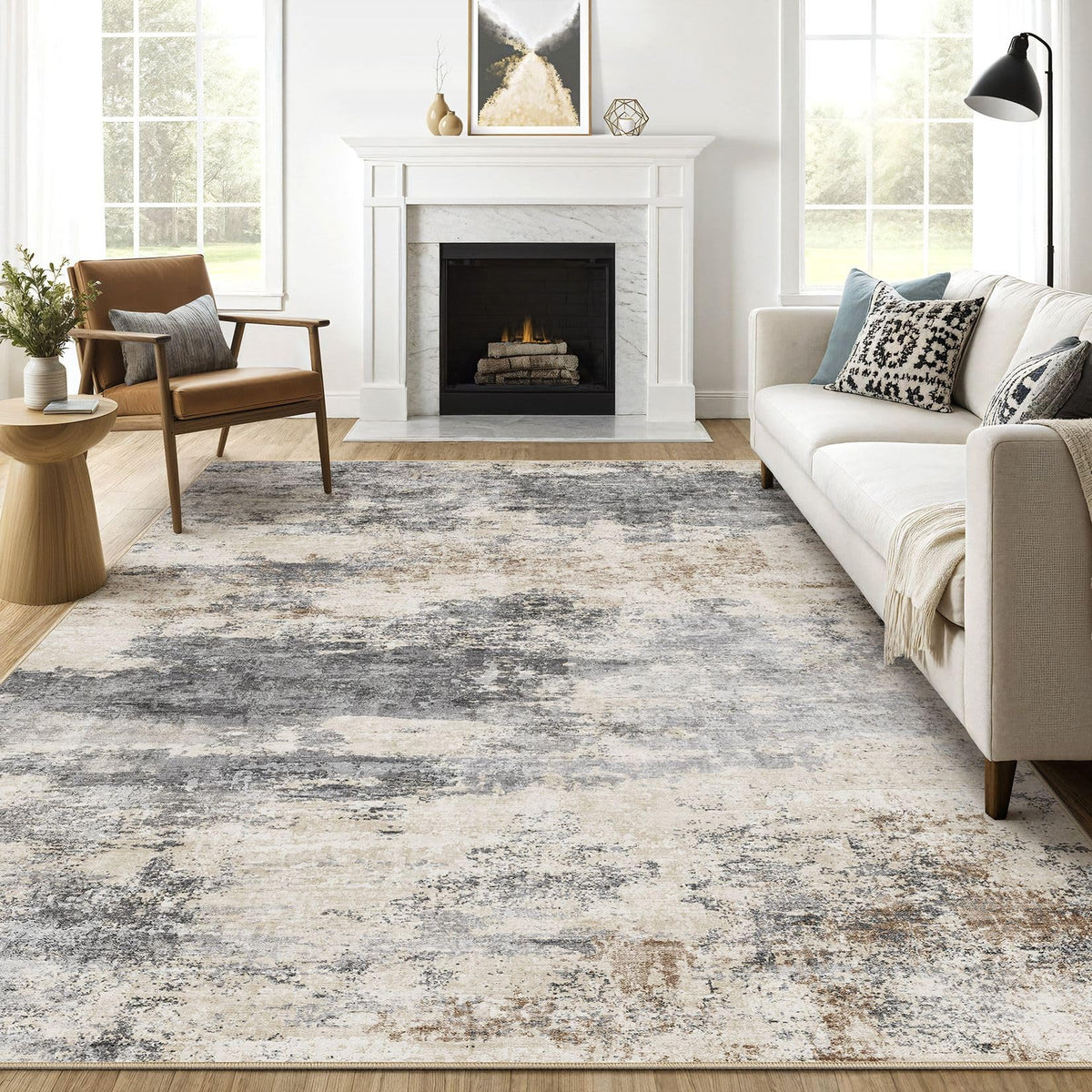 LOONGRUG 6x9 Area Rugs Washable Neutral Modern Abstract Living Room Rug
