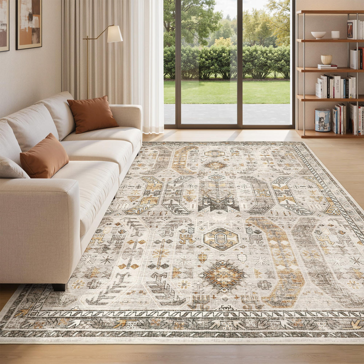 befbee 8x10 Area Rugs for Living Room, Washable Vintage Non Slip Rug