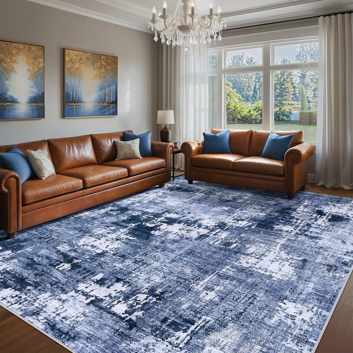 DMOYEST Area Rug Living Room Rugs 9x12 Washable Abstract Grey Carpet