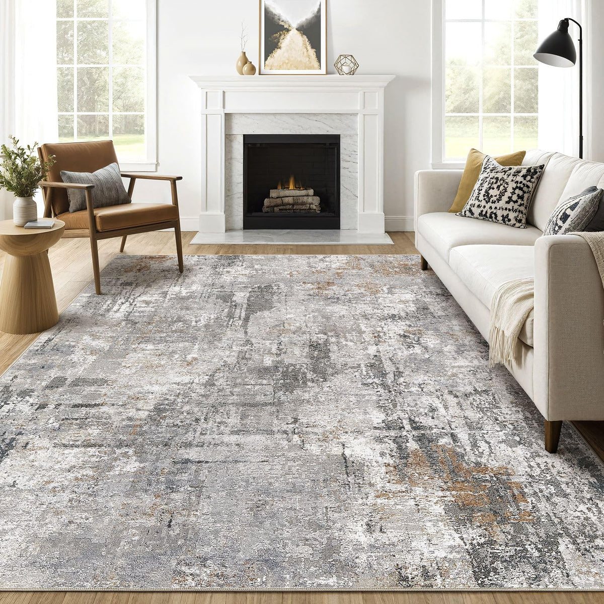 LOONGRUG 6x9 Area Rugs Washable Neutral Modern Abstract Living Room Rug
