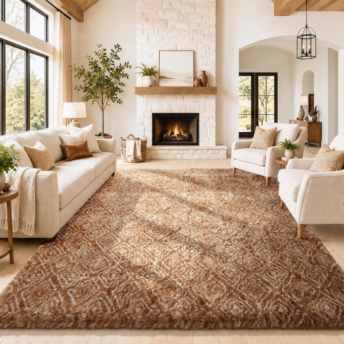 Ophanie Area Rugs 9x12 Living Room, Large Grey Bedroom Carpet, Big Shag Indoor Thick Soft Nursery Rug, Gray Fluffy Carpets for Boy and Girls Room Dorm Home Decor Aesthetic