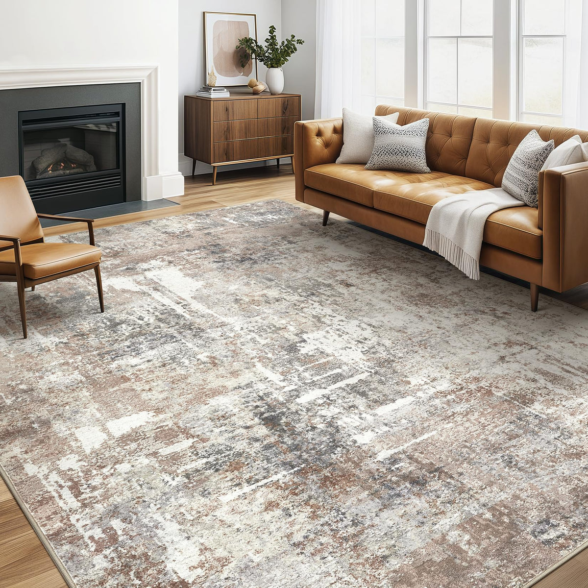 LOONGRUG 6x9 Area Rugs Washable Neutral Modern Abstract Living Room Rug