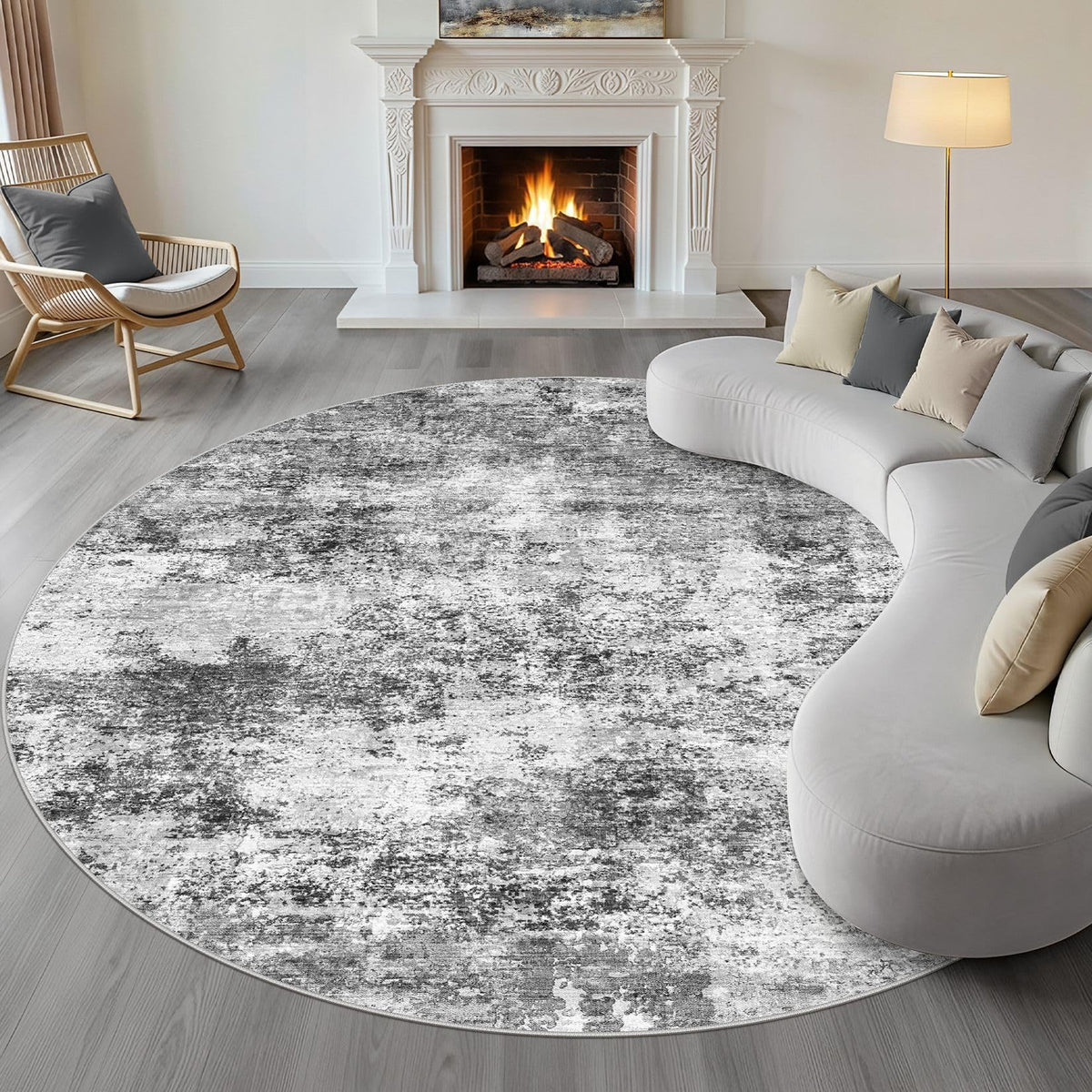LOONGRUG 8x10 Area Rugs Washable Neutral Modern Rug for Living Room Brown