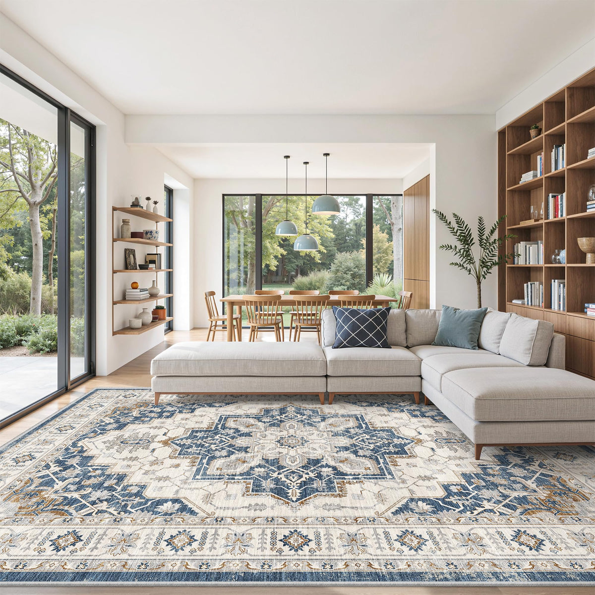befbee 8x10 Area Rugs for Living Room, Washable Vintage Non Slip Rug