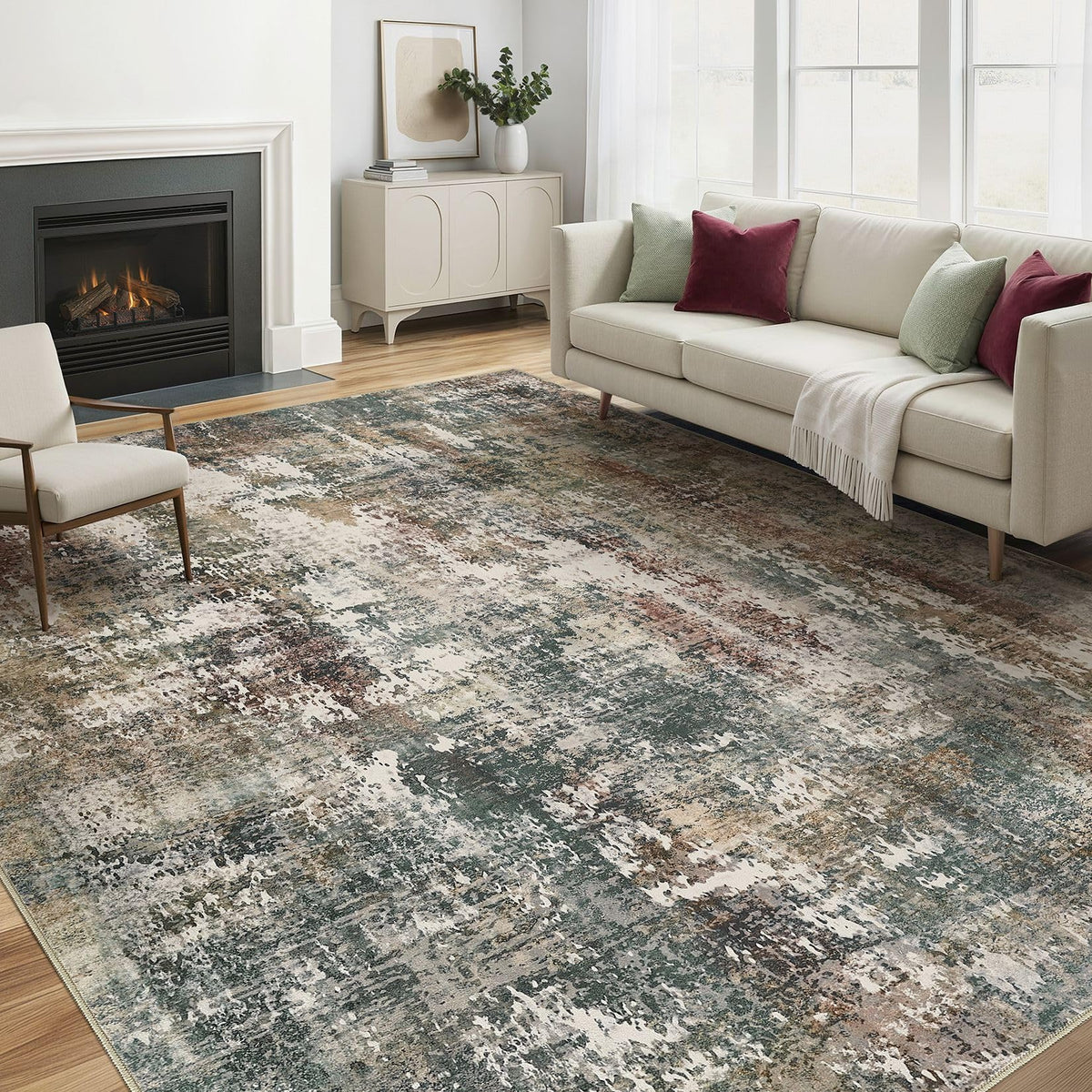 LOONGRUG 6x9 Area Rugs Washable Neutral Modern Abstract Living Room Rug