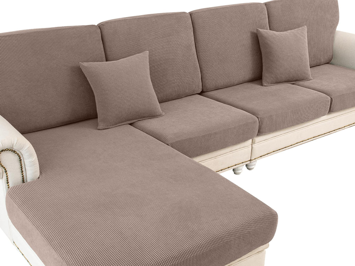 LA MEACK Couch Cushion Covers Seat Cushion Cover Stretch Couch Cover Separate Sectional Sofa Slipcovers Furniture Protector(3 Pieces for Seat or Sofa Backrest, Dark Grey)