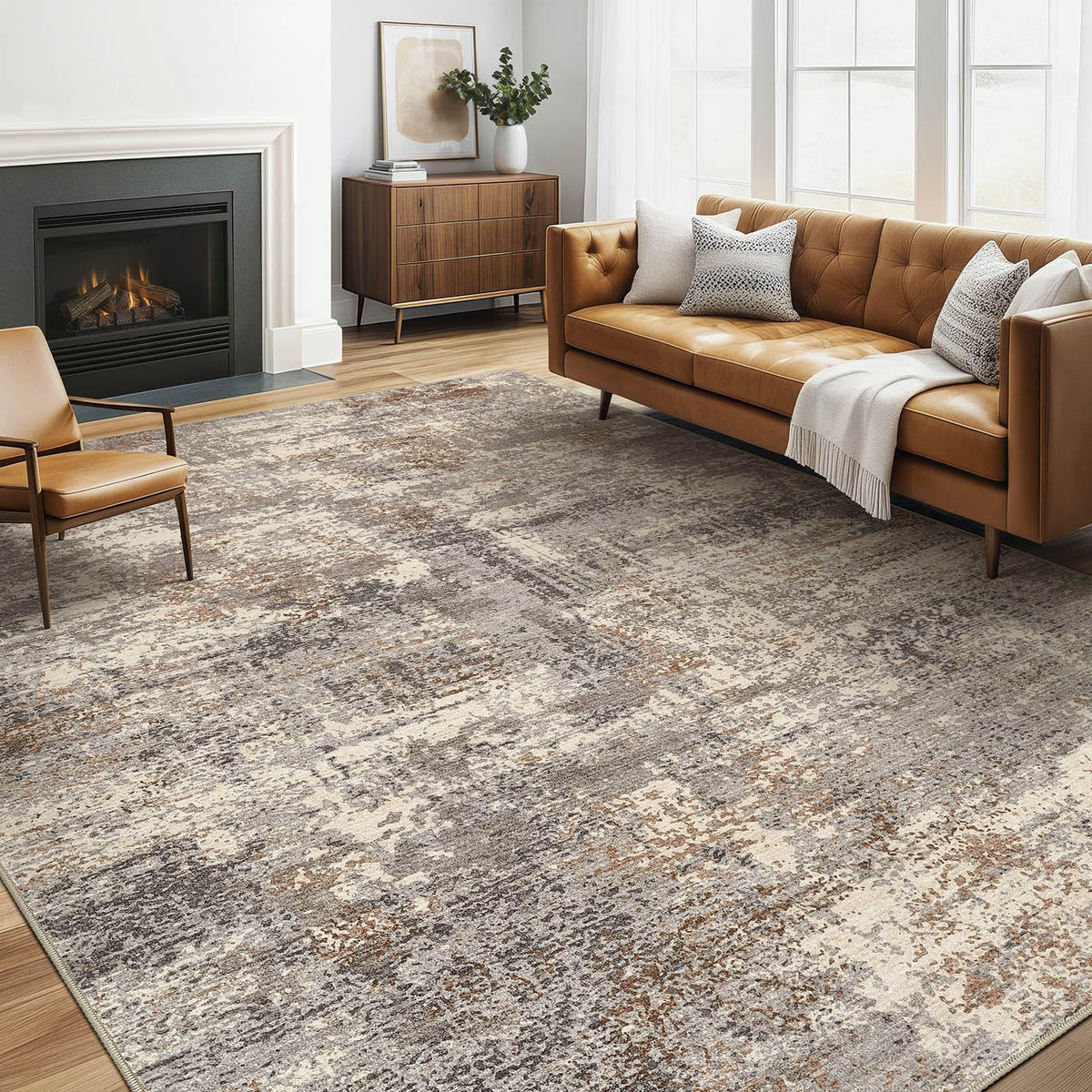 LOONGRUG 6x9 Area Rugs Washable Neutral Modern Abstract Living Room Rug