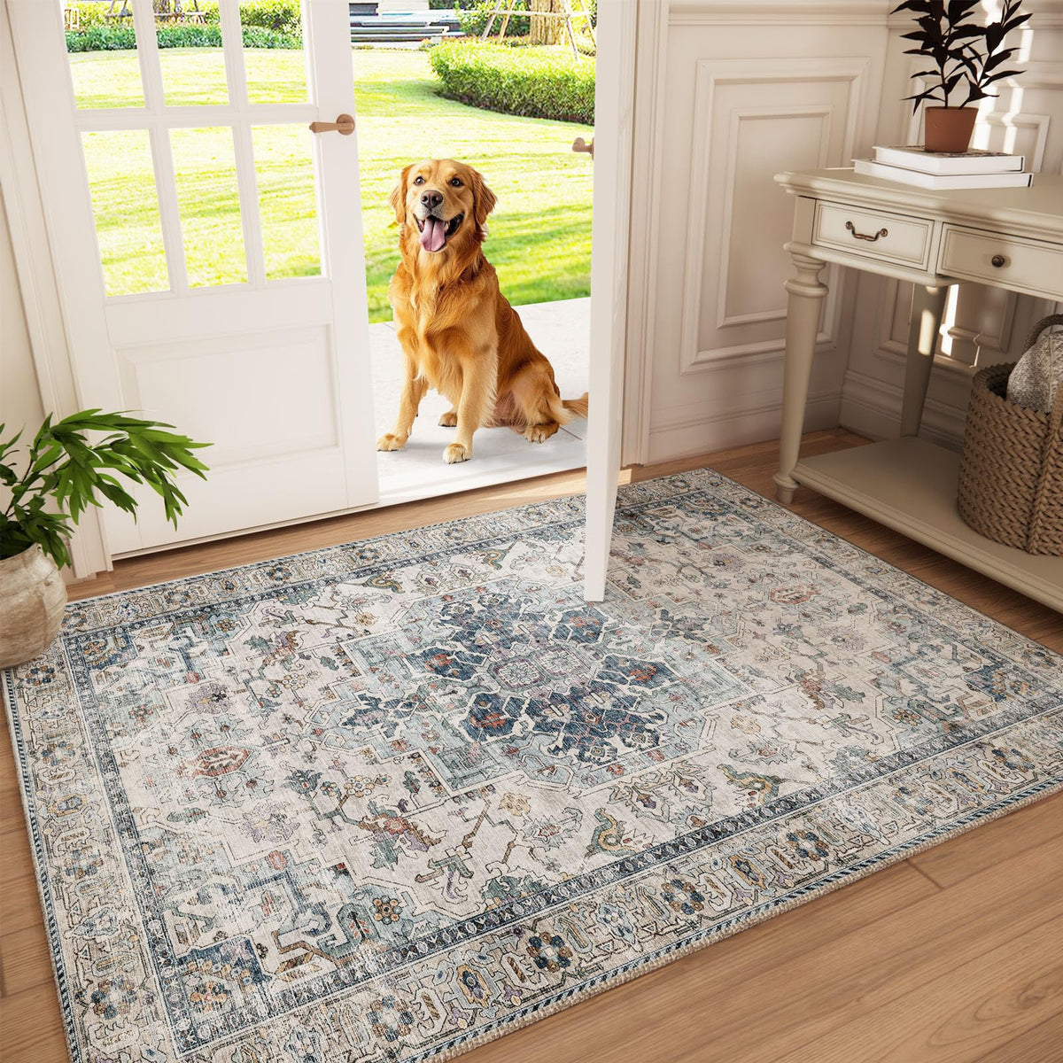 Area Rugs 9x12 Living Room: Washable Bedroom Rug Non Slip Large Boho Carpet