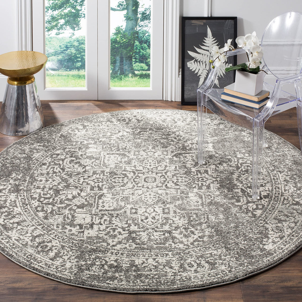 SAFAVIEH Evoke Area Rug 8x10 Large, Ivory & Taupe EVK256E