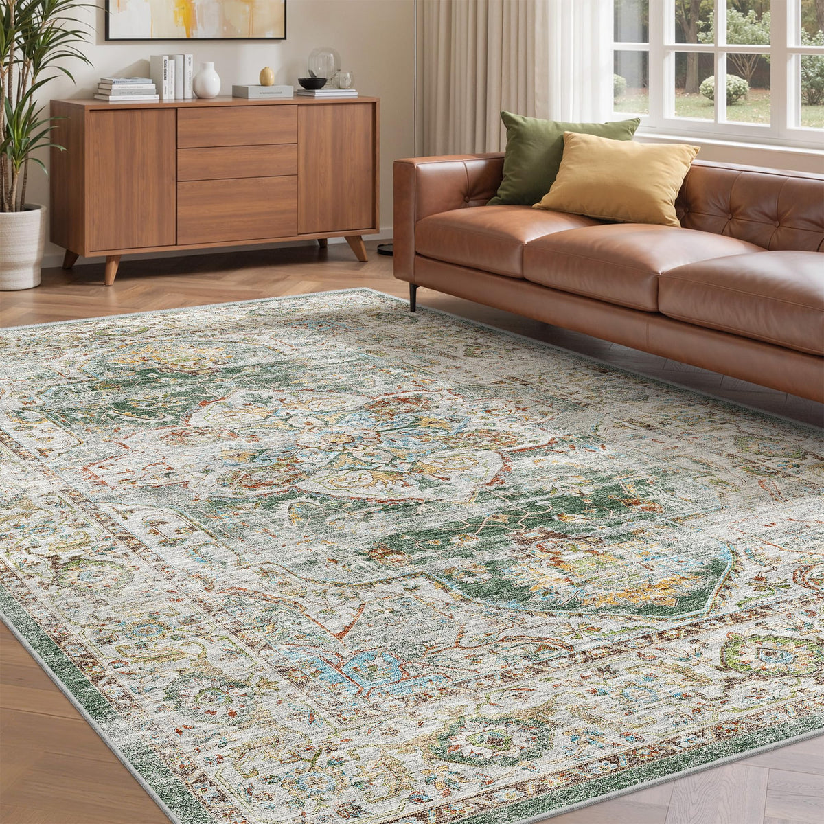 befbee 8x10 Area Rugs for Living Room, Washable Vintage Non Slip Rug