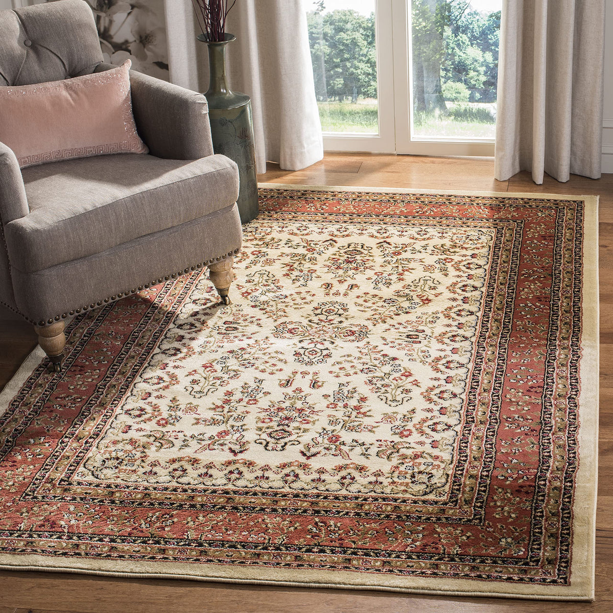 SAFAVIEH Lyndhurst Area Rug 9'x12', Traditional Red & Black LNH331B