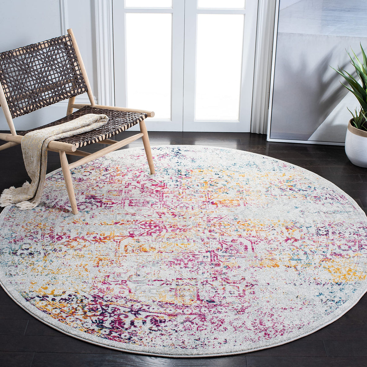 SAFAVIEH Evoke Area Rug 8x10 Large, Ivory & Taupe EVK256E