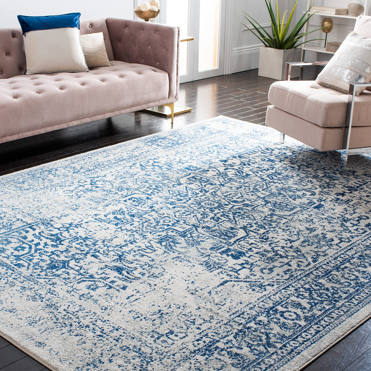 SAFAVIEH Evoke Area Rug 8x10 Large, Ivory & Taupe EVK256E