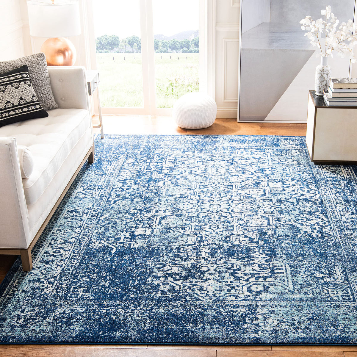 SAFAVIEH Evoke Area Rug 8x10 Large, Ivory & Taupe EVK256E