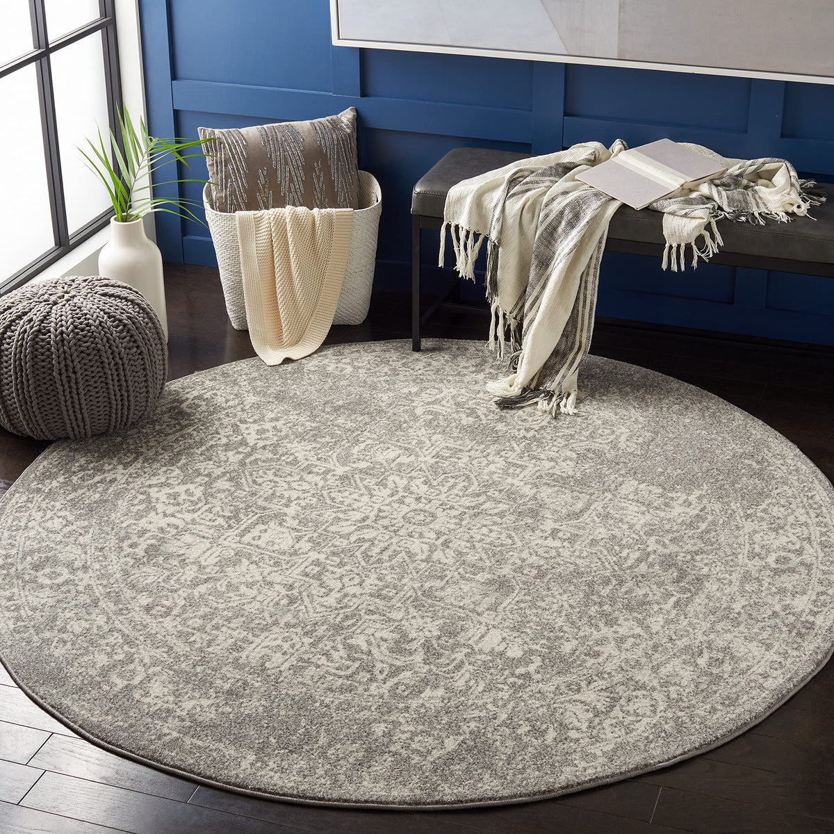 SAFAVIEH Evoke Area Rug 8x10 Large, Ivory & Taupe EVK256E