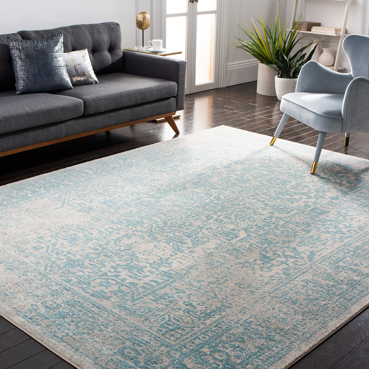 SAFAVIEH Evoke Area Rug 8x10 Large, Ivory & Taupe EVK256E