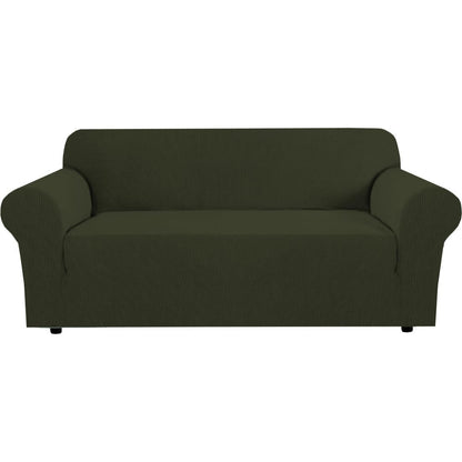 H.VERSAILTEX Stretch Sofa Covers for 3 Cushion Couch Covers Sofa Slipcovers for Living Room Feature Thick Checked Jacquard Fabric with Elastic Bottom, Sofa Large - Sand