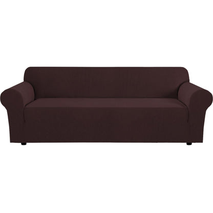 H.VERSAILTEX Stretch Sofa Covers for 3 Cushion Couch Covers Sofa Slipcovers for Living Room Feature Thick Checked Jacquard Fabric with Elastic Bottom, Sofa Large - Sand
