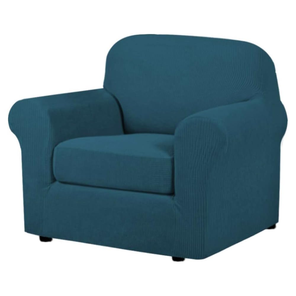 H.VERSAILTEX 4 Piece Stretch Sofa Covers for 3 Cushion Couch Covers for Living Room Furniture Slipcovers (Base Cover Plus 3 Seat Cushion Covers) Upgraded Thicker Jacquard Fabric (Sofa, Navy)