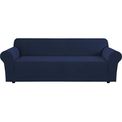 H.VERSAILTEX Stretch Sofa Covers for 3 Cushion Couch Covers Sofa Slipcovers for Living Room Feature Thick Checked Jacquard Fabric with Elastic Bottom, Sofa Large - Sand
