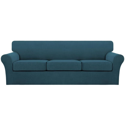 Turquoize 4 Piece Couch Cover Sofa Covers for 3 Cushion Couch Sofa Slipcovers Washable Sofa Cover for Dogs with Individual Couch Cushion Covers Feature Jacquard Fabric(3 Cushion Sofa, Biscotti Beige)