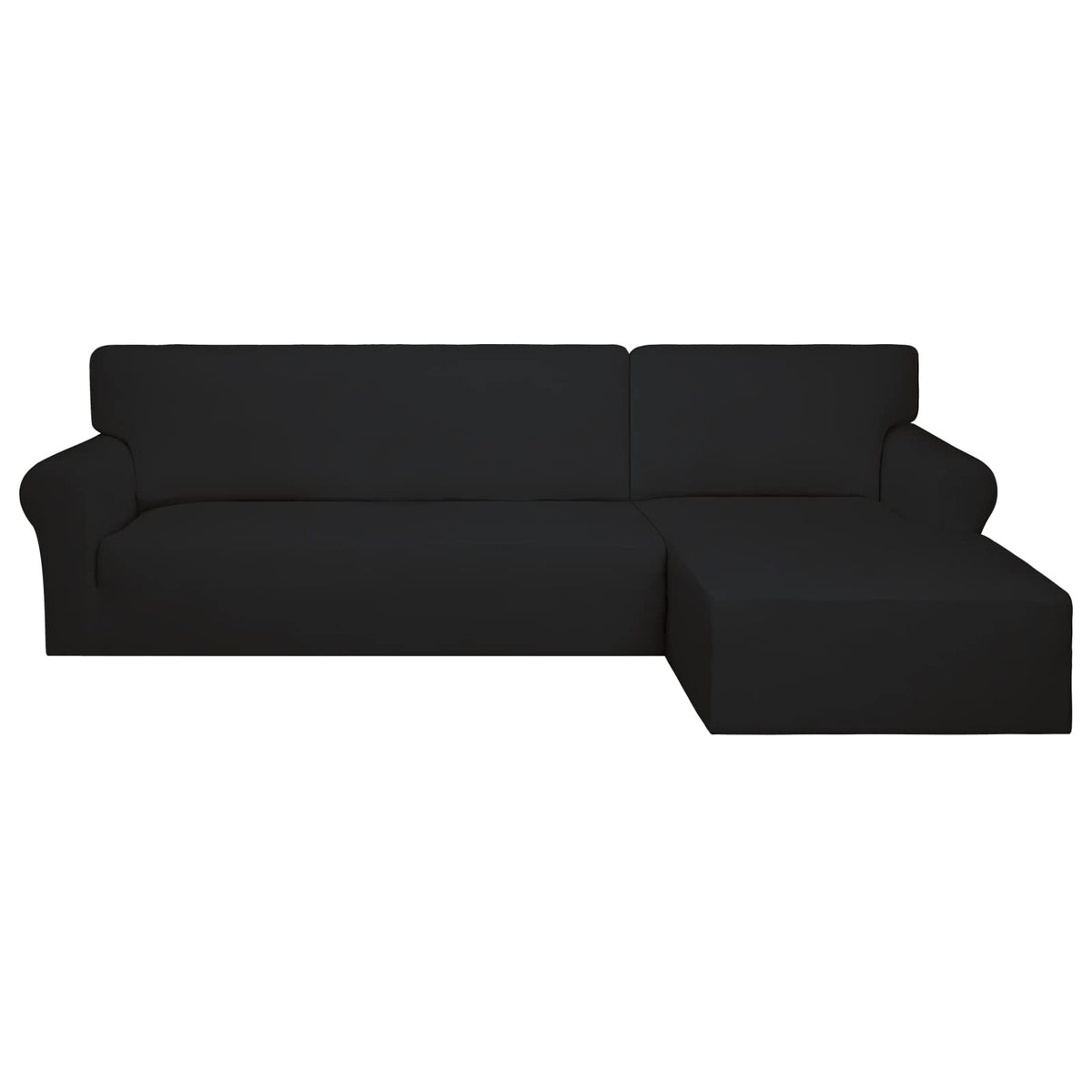 PureFit Super Stretch Sectional Couch Covers - 2 pcs Spandex Non Slip, with Elastic Bottom for L Shape Sectional Sofa Couches, Great for Kids & Pets (3 Seat Sofa + 3 Seat Chaise, Dark Gray)