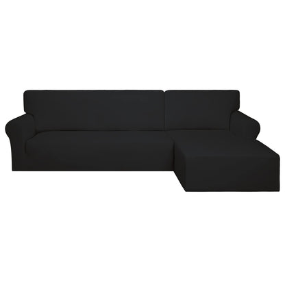 PureFit Super Stretch Sectional Couch Covers - 2 pcs Spandex Non Slip, with Elastic Bottom for L Shape Sectional Sofa Couches, Great for Kids & Pets (3 Seat Sofa + 3 Seat Chaise, Dark Gray)