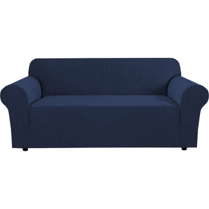 H.VERSAILTEX Stretch Sofa Covers for 3 Cushion Couch Covers Sofa Slipcovers for Living Room Feature Thick Checked Jacquard Fabric with Elastic Bottom, Sofa Large - Sand