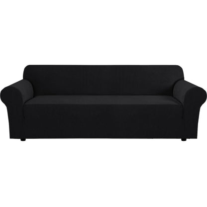H.VERSAILTEX Stretch Sofa Covers for 3 Cushion Couch Covers Sofa Slipcovers for Living Room Feature Thick Checked Jacquard Fabric with Elastic Bottom, Sofa Large - Sand