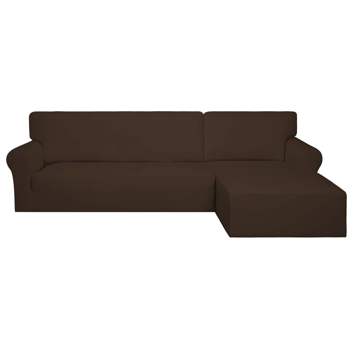 PureFit Super Stretch Sectional Couch Covers - 2 pcs Spandex Non Slip, with Elastic Bottom for L Shape Sectional Sofa Couches, Great for Kids & Pets (3 Seat Sofa + 3 Seat Chaise, Dark Gray)