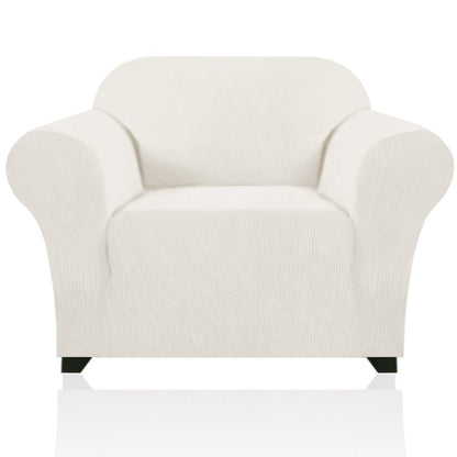 PrinceDeco Stretch Sofa Cover Slipcover Couch Covers for 3 Cushion Couch Furniture Protector Sofa Covers with Non Slip Elastic Bottom Dogs Pet Friendly Fitted (Sofa, Ivory)