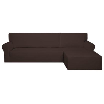 PureFit Super Stretch Sectional Couch Covers - 2 pcs Spandex Non Slip, with Elastic Bottom for L Shape Sectional Sofa Couches, Great for Kids & Pets (3 Seat Sofa + 3 Seat Chaise, Dark Gray)