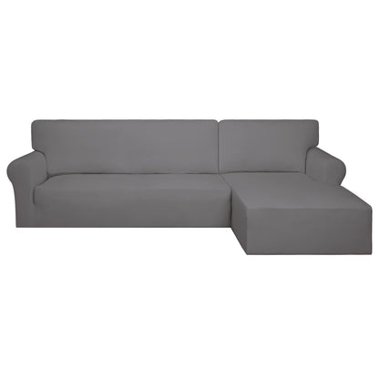 PureFit Super Stretch Sectional Couch Covers - 2 pcs Spandex Non Slip, with Elastic Bottom for L Shape Sectional Sofa Couches, Great for Kids & Pets (3 Seat Sofa + 3 Seat Chaise, Dark Gray)