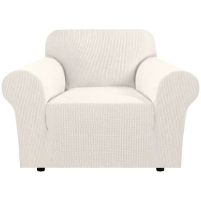 H.VERSAILTEX Stretch Sofa Covers for 3 Cushion Couch Covers Sofa Slipcovers for Living Room Feature Thick Checked Jacquard Fabric with Elastic Bottom, Sofa Large - Sand
