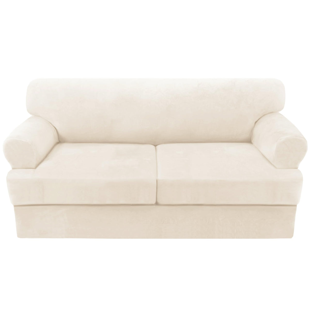 H.VERSAILTEX Sofa Cover 4 Piece T Cushion Sofa Slipcovers Couch Cover Furniture Protector Stretch T Cushion Sofa Covers for 3 Cushion Couch with 3 Individual T Cushion Covers, Ivory