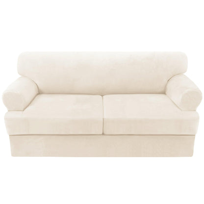H.VERSAILTEX Sofa Cover 4 Piece T Cushion Sofa Slipcovers Couch Cover Furniture Protector Stretch T Cushion Sofa Covers for 3 Cushion Couch with 3 Individual T Cushion Covers, Ivory