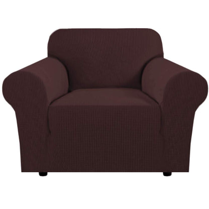 H.VERSAILTEX Stretch Sofa Covers for 3 Cushion Couch Covers Sofa Slipcovers for Living Room Feature Thick Checked Jacquard Fabric with Elastic Bottom, Sofa Large - Sand