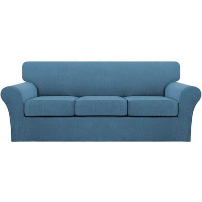 Turquoize 4 Piece Couch Cover Sofa Covers for 3 Cushion Couch Sofa Slipcovers Washable Sofa Cover for Dogs with Individual Couch Cushion Covers Feature Jacquard Fabric(3 Cushion Sofa, Biscotti Beige)