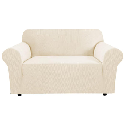 H.VERSAILTEX Stretch Sofa Covers for 3 Cushion Couch Covers Sofa Slipcovers for Living Room Feature Thick Checked Jacquard Fabric with Elastic Bottom, Sofa Large - Sand
