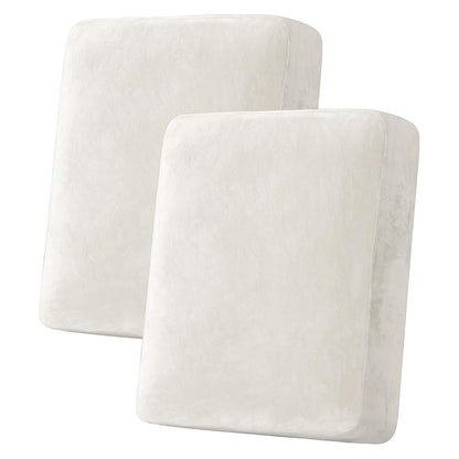 H.VERSAILTEX Velvet Stretch Couch Cushion Cover Plush Cushion Slipcover for Chair Loveseat Sofa Cushion Furniture Protector Seat Cushion Sofa Cover (3 Piece Sofa Cushion Covers, Ivory)