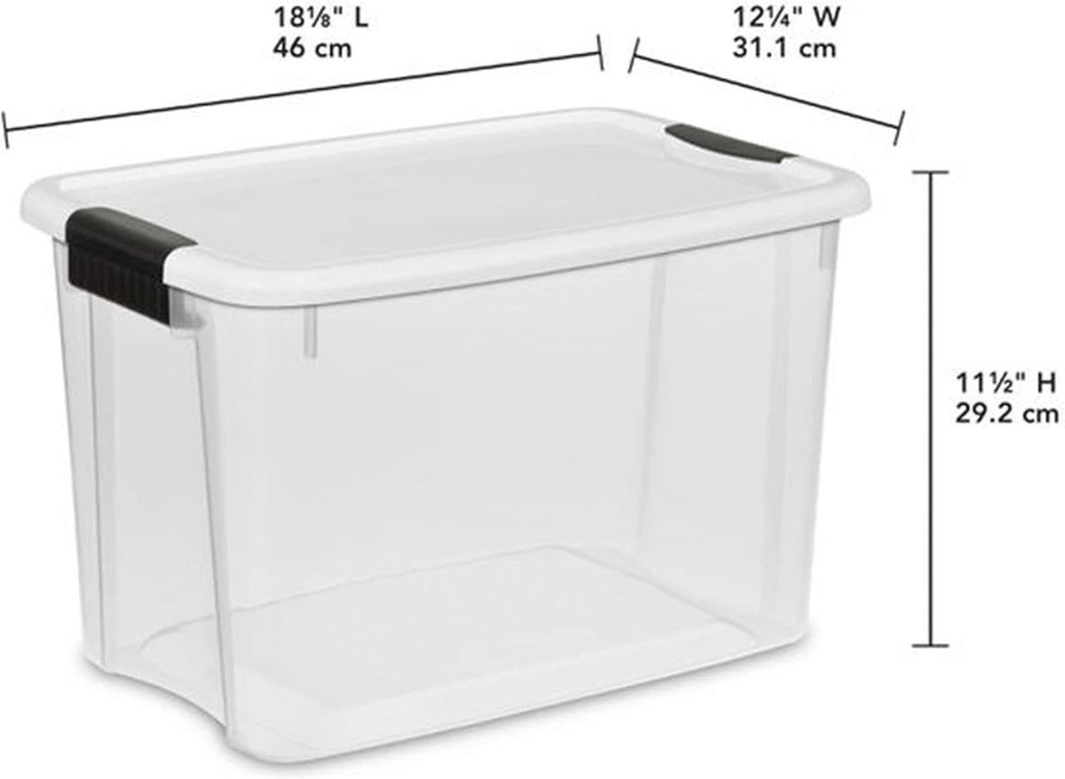 Sterilite Ultra Latch Box with Lids for Home and Office, 30 Quart, 6-Pack