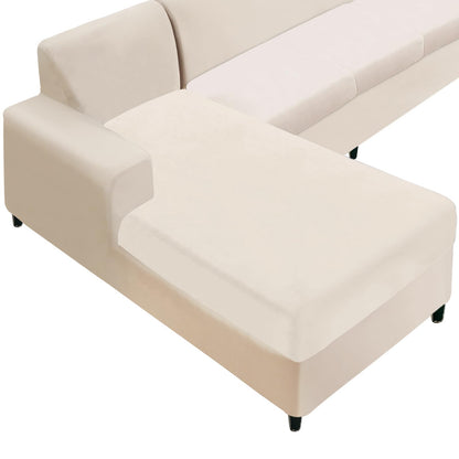 NAISI Sectional Couch Cover 4 Pieces Velvet Separate Couch Cushion Covers L Shape Soft Stretch Sofa Slipcovers with 2pcs Pillowcases for Left/Right Chaise Sectional Couch(3 Seater+1 Chaise,Dark Grey)