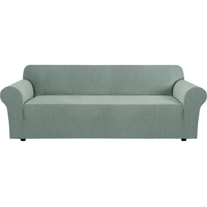 H.VERSAILTEX Stretch Sofa Covers for 3 Cushion Couch Covers Sofa Slipcovers for Living Room Feature Thick Checked Jacquard Fabric with Elastic Bottom, Sofa Large - Sand