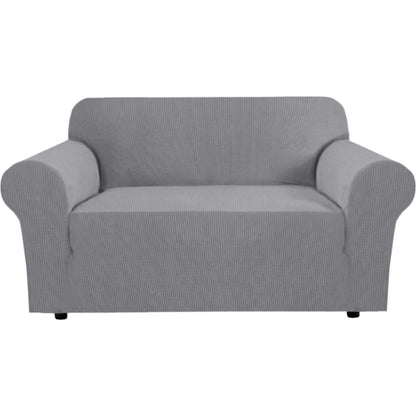 H.VERSAILTEX Stretch Sofa Covers for 3 Cushion Couch Covers Sofa Slipcovers for Living Room Feature Thick Checked Jacquard Fabric with Elastic Bottom, Sofa Large - Sand