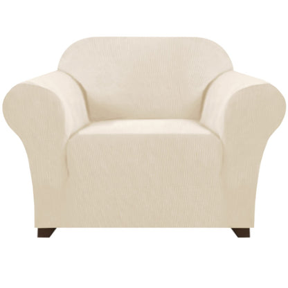 PrinceDeco Stretch Sofa Cover Slipcover Couch Covers for 3 Cushion Couch Furniture Protector Sofa Covers with Non Slip Elastic Bottom Dogs Pet Friendly Fitted (Sofa, Ivory)