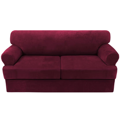 H.VERSAILTEX Sofa Cover 4 Piece T Cushion Sofa Slipcovers Couch Cover Furniture Protector Stretch T Cushion Sofa Covers for 3 Cushion Couch with 3 Individual T Cushion Covers, Ivory
