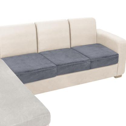 NAISI Sectional Couch Cover 4 Pieces Velvet Separate Couch Cushion Covers L Shape Soft Stretch Sofa Slipcovers with 2pcs Pillowcases for Left/Right Chaise Sectional Couch(3 Seater+1 Chaise,Dark Grey)
