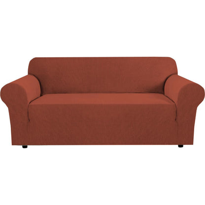 H.VERSAILTEX Stretch Sofa Covers for 3 Cushion Couch Covers Sofa Slipcovers for Living Room Feature Thick Checked Jacquard Fabric with Elastic Bottom, Sofa Large - Sand