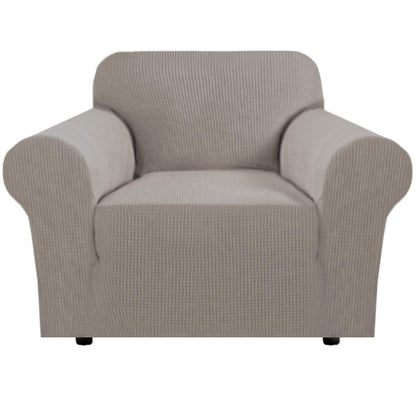 H.VERSAILTEX Stretch Sofa Covers for 3 Cushion Couch Covers Sofa Slipcovers for Living Room Feature Thick Checked Jacquard Fabric with Elastic Bottom, Sofa Large - Sand