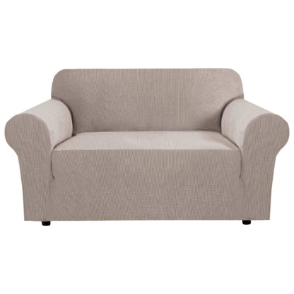H.VERSAILTEX Stretch Sofa Covers for 3 Cushion Couch Covers Sofa Slipcovers for Living Room Feature Thick Checked Jacquard Fabric with Elastic Bottom, Sofa Large - Sand